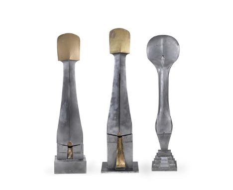 ANGELA CONNER (BRITISH B. 1935) PURCELL'S DIDO AND AENEUS, A SET OF THREE  Aluminium, resin, brass and wood  Various sizes, t
