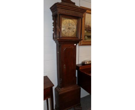 ~ An oak thirty hour longcase clock, signed Barnish, Rochdale, circa 1780, square brass dial with ''penny'' moonphase apertur