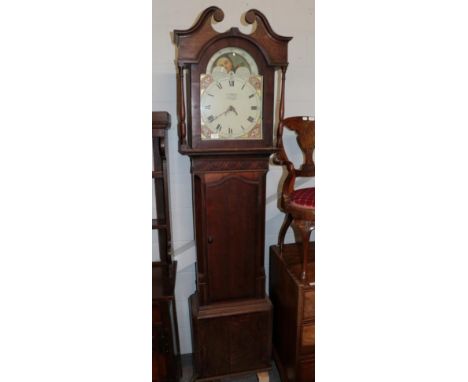 ~ An oak thirty hour white dial longcase clock, signed Jno Telford, Wigton, early 19th century