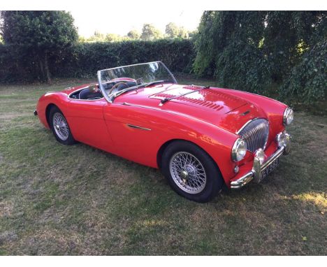 A 1955 Austin Healey 100/4 BN1, registration number VEV 563, chassis number BN1222644, engine number 1B 222644M, red.  The BN