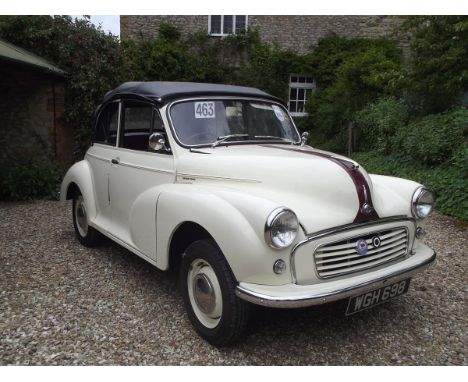 A 1958 Morris 1000 tourer, registration number WGH 698, Old English white. WGH 698 is a right hand drive export model built o