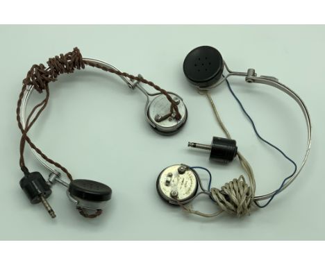 TWO VINTAGE SG BROWN HEADPHONES TYPE F 2000 HEADPHONES MINOR FAULTSIN ACCEPTABLE CONDITION