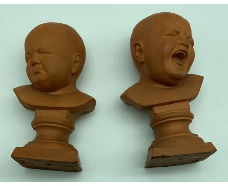 TWO SMALL CHARACTERS PORTRAIT (KINDERKOPF) BUSTS IN ACCEPTABLE CONDITIONMINOR FAULTSIN ACCEPTABLE CONDITIONBase app.size: 55m
