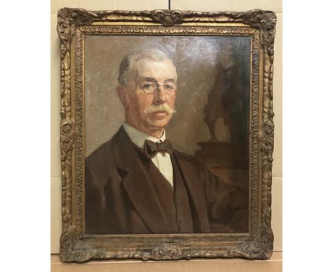 Frederick Samuel Beaumont 1861-. British. Oil on canvas. “Portrait of a Gentleman”. Signed Measures 50cm x 61cm. Condition Re