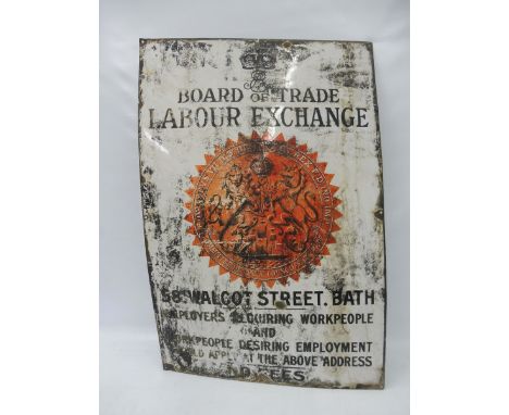A Board of Trade Labour Exchange, at 58 Walcot Street, Bath, rectangular enamel sign, 24 x 36".