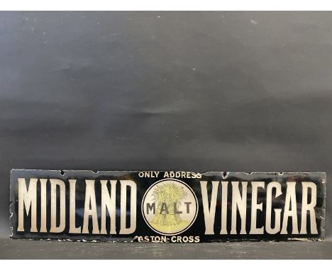 A Midland Malt Vinegar of Aston Cross rectangular enamel sign by Imperial, 36 x 8". 