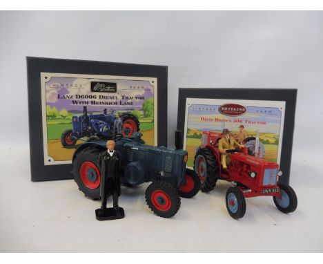 Two boxed Britains Vintage Farm Series: The Lanz D6006  Diesel Tractor and a David Brown 900 Tractor.