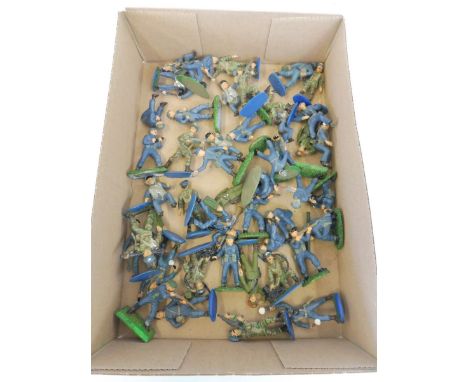 A box full of Britains Deetail, all painted and also Marx figures including RAF, soldiers etc. 