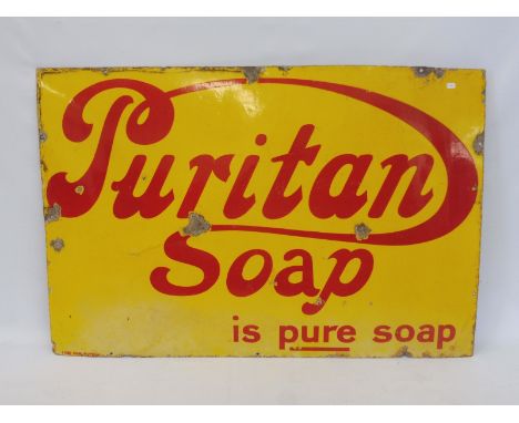 A Puritan Soap rectangular enamel sign by Patent Enamel, 36 x 24". 