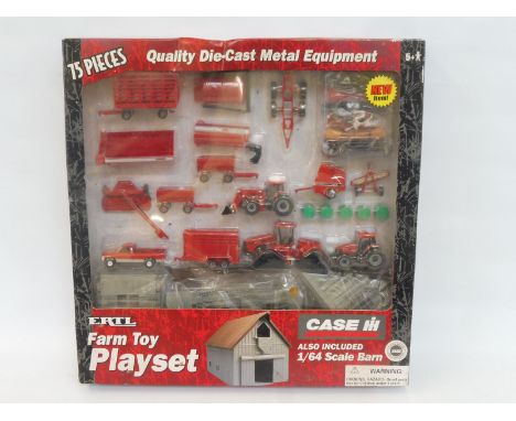 A boxed Ertl Farm Toy Playset 1/64 scale (75 pieces), complete. 