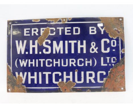A W.H.Smith &amp; Co. of Whitchurch rectangular enamel sign, 16 x 10". 