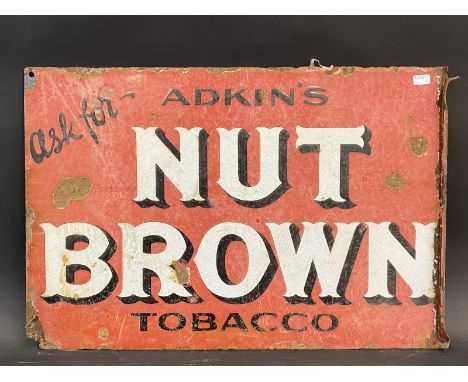 An Adkin's Nut Brown Tobacco rectangular enamel sign, 17 1/2 x 12". 