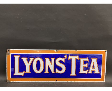 A Lyons' Tea rectangular enamel sign of good small size, with excellent gloss, 35 1/2 x 12".