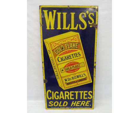 A Wills's Gold Flake cigarettes pictorial packet rectangular enamel sign, of bright colour, 16 x 36".