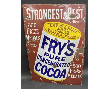 A Fry's Pure Concentrated Cocoa 'Strongest &amp; Best' 300 Prize Medals rectangular enamel sign, 24 x 36". 