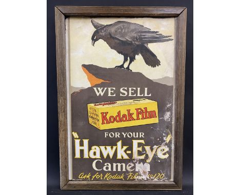 A Kodak Film 'Hawk-Eye' Camera pictorial showcard, in an oak frame, 13 1/2 x 20". 