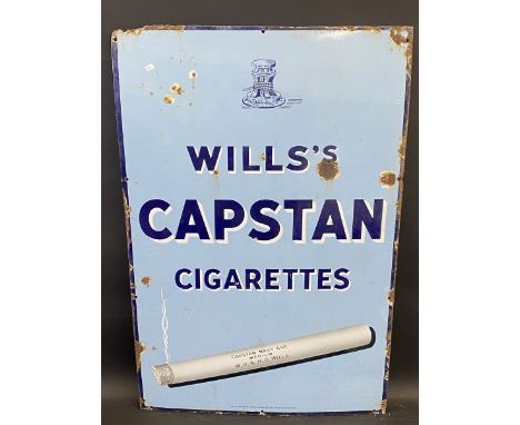 A Wills's Capstan Cigarettes 'lit cigarette' rectangular enamel sign, 24 x 36". 
