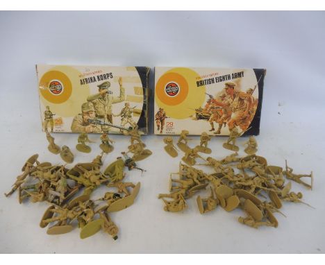Two Airfix 1/32 scale boxed sets: the British 8th Army and the German African Korps, correct number of soldiers and poses. 