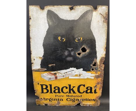 A Black Cat Virginia Cigarettes pictorial enamel sign, 24 x 36". 