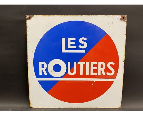 A Les Routiers double sided enamel sign, 15 3/4 x 15 3/4".
