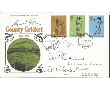 Cricket legends signed cover. Gary Sobers, Colin Cowdrey, Don Bradman and Bob Taylor signed 1973 County Cricket British Post 
