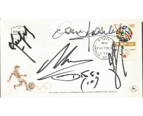 Diego Maradona autographed cover. Unusual pre Olympic football tournament Olympics first day cover signed b a number of footb