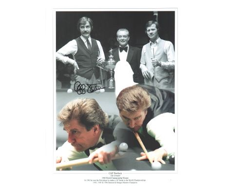  Cliff Thorburn signed photo. 16 x 12 inches,  30 x 40 cms  high quality colour montage photograph signed by snooker player C
