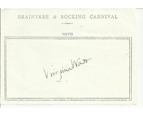   Virginia Wade signed page obtained in 1978/79 for a fund raising project held for the Braintree and Bocking Carnival. Each 