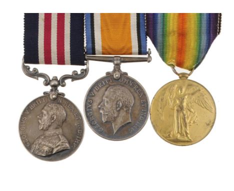 WORLD WAR ONE   MM GROUP OF THREE, Military Medal, British War Medal and Victory Medal  33152 CPL A[LBERT] V[ICTOR] TEA 10 ES