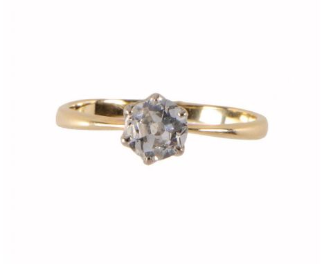 A DIAMOND SOLITAIRE RING the round brilliant cut diamond in gold, size N ++The diamond with slight abrasion on girdle, visibl