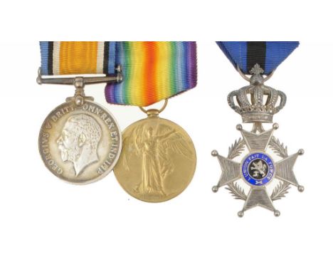 WORLD WAR ONE PAIR BRITISH WAR MEDAL AND VICTORY MEDAL  2933 PTE G HUDSON SUSS R, Belgium, Knight of the Order of Leopold and