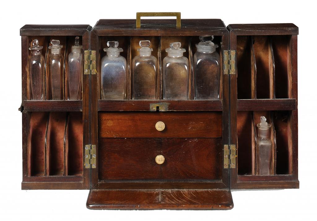 A VICTORIAN MAHOGANY DOMESTIC MEDICINE C1860 with sliding