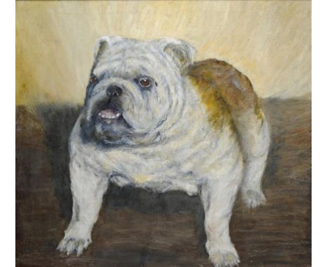 †KEITH HARRISON (20TH/21ST CENTURY) PORTRAIT OF THE BRITISH BULLDOG "COLONEL JASPER OF STARGATE"  signed, oil on canvas, 53.5