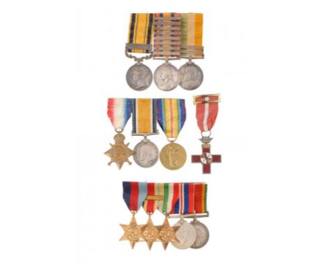 19TH AND 20TH CENTURY FAMILY GROUPS  South Africa Medal, 1878 clasp, Queen's South Africa Medal, eight clasps Belmont, Modder