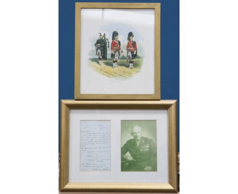 AN ORIGINAL MANUSCRIPT LETTER FROM FIELD MARSHALL MONTGOMERY OF ALAMEIN, to his publisher, dated 1960, framed; together with 