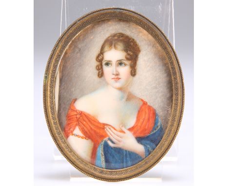 AFTER GARDELLI, AN EARLY 20TH CENTURY PORTRAIT MINIATURE&nbsp;ON IVORY, oval half-length portrait of a lady in classical dres