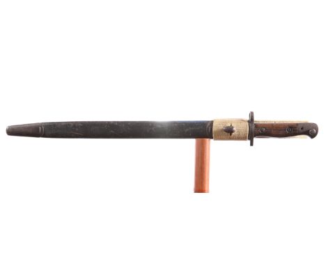 A 1907 PATTERN SMLE BAYONET MARKED TO THE 1ST/14TH COUNTY OF LONDON REGIMENT (London Scottish) by Wilkinson, complete with sc