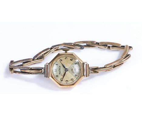 Rotary 9 carat gold ladies wristwatch, the signed quartered dial with Arabic numerals and subsidiary seconds dial, manual wou