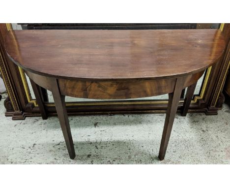 DEMI LUNE CONSOLE TABLE, 121cm x 47cm x 71cm H, 19th century mahogany. 