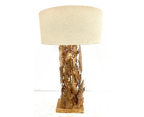 TABLE LAMP, 88cm x 50cm, abstract gilt metal design, with shade. 