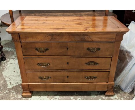 COMMODE, 90cm H x 56cm D x 121cm W, mid 19th century Louis Philippe fruitwood with five drawers. 