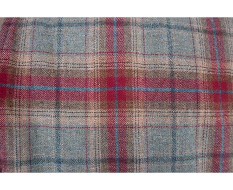 Two pairs of tartan curtains approximately 180" drop and 60" wide, double pleat heading to each curtain, pure wool in Lovat g