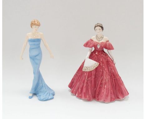 Royal Doulton "Diana Princess of Wales" HN5061, dated 2007. Together with a Royal Worcester "Queen Elizabeth, The Queen Mothe