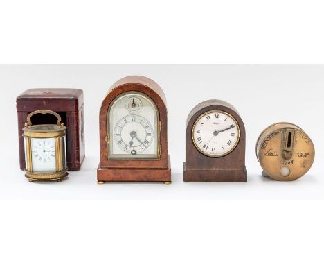 Early 20th Century walnut mantle clock, late 19th Century Elliot &amp; Son miniature mantle clock in case, early 20th Century