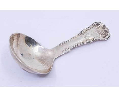 A Victorian silver fiddle and shell pattern caddy spoon, plain bowl, hallmarked by Yapp &amp; Woodward, Birmingham, 1853, app