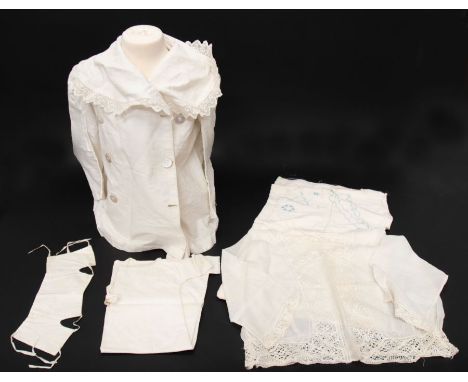 A large collection of white items, to include: Edwardian blouse, 1916/18; 1920s' nightdress; early Edwardian children's coat;