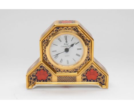 Royal Crown Derby 1128 Imari mantel / desk clock, 1st quality