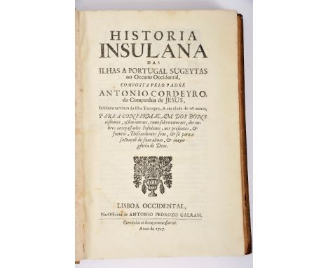 CORDEIRO, Pe. António, S.J.- Historia insulana das ilhas a Portugal sugeytas no Oceano Occidental / composta pelo Padre Anton