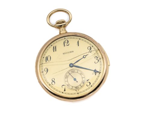 A SLIM GOLD MINUTE REPEATING POCKET WATCH, RETAILED BY BOUCHERON OF PARIS, SWISS, CIRCA 1920 frosted jewelled keyless wind mo