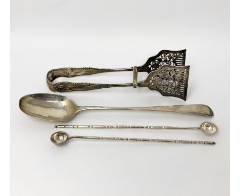 A PAIR OF GEORGE V SILVER ASPARAGUS TONGS, WILLIAM HUTTON &amp; SONS LTD., SHEFFIELD, 1911 shaped handles with gadroon edges,